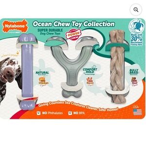 Nylabone Ocean Chew Dog Toy Collection, 3 Count NEW